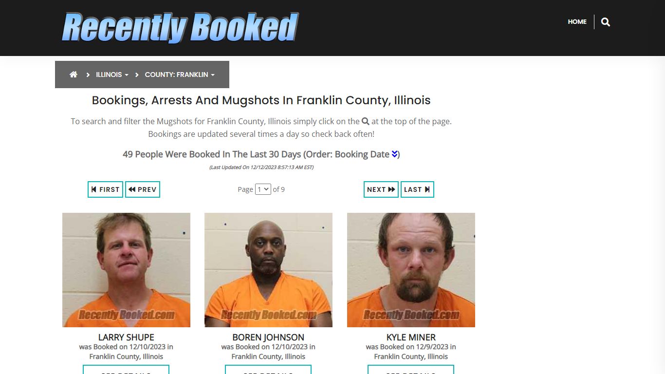 Recent bookings, Arrests, Mugshots in Franklin County, Illinois